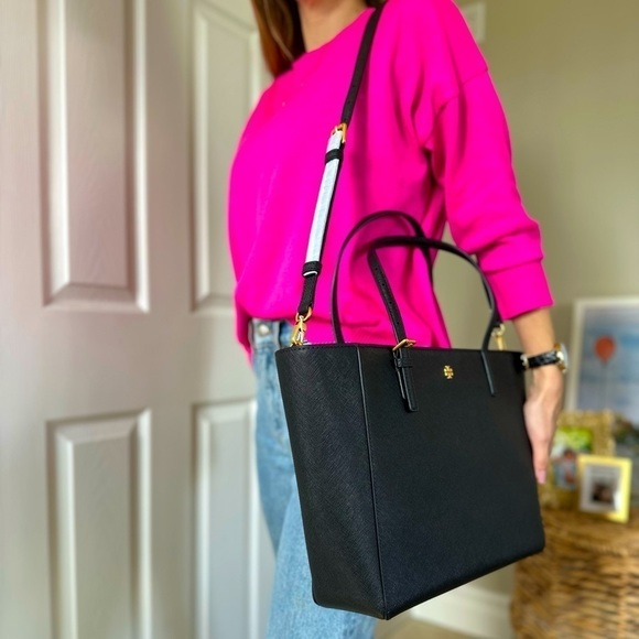 New Tory Burch bag tote black leather gold-tone hardware NWT. - Picture 5 of 12